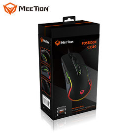 Alto 12000 DPI favorable Marco ratón electrónico atado con alambre óptico del juego del videojugador del ratón luminoso ligero del cable de MeeTion POSEIDON G3360